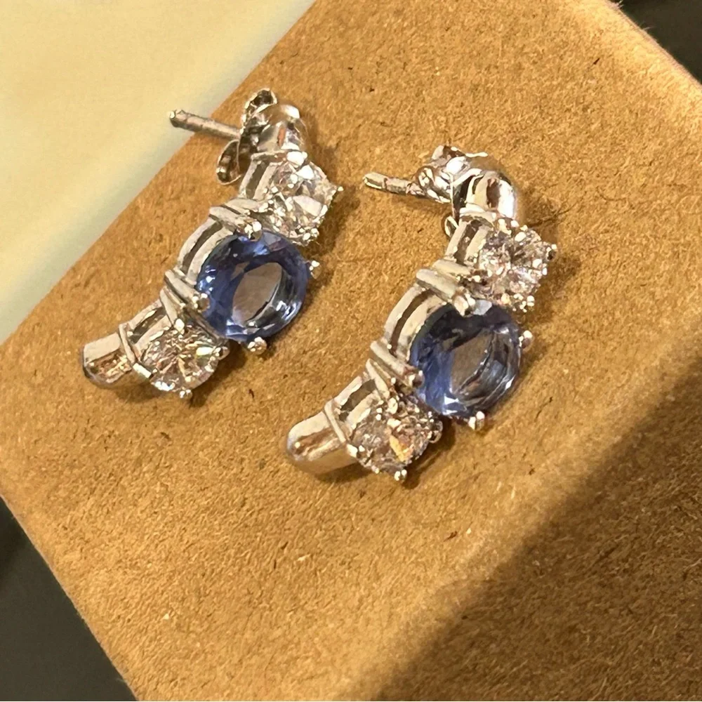 Freida Rothman triple stone half hoop sterling silver earrings NIB